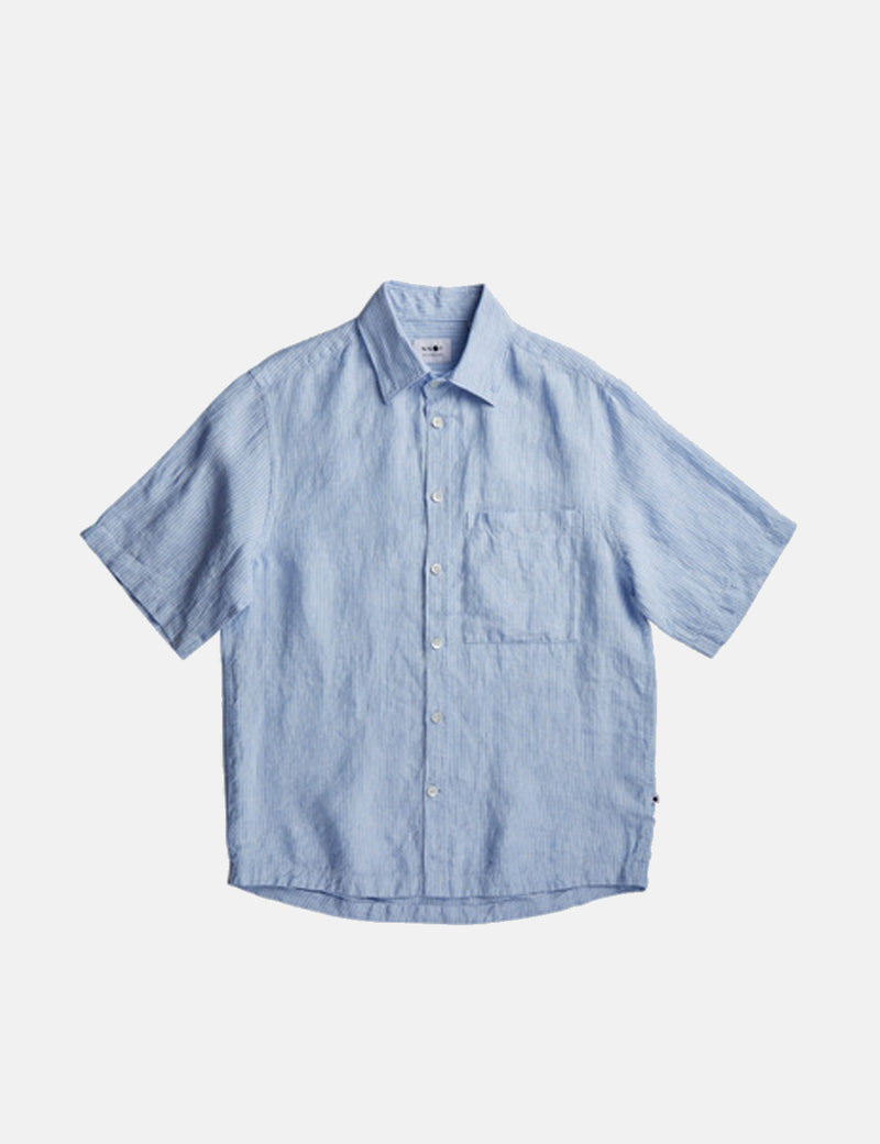 NN07 Hans 5264 Short Sleeve Shirt - Blue Stripe