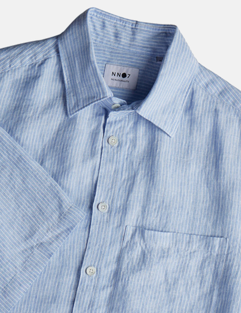 NN07 Hans 5264 Short Sleeve Shirt - Blue Stripe