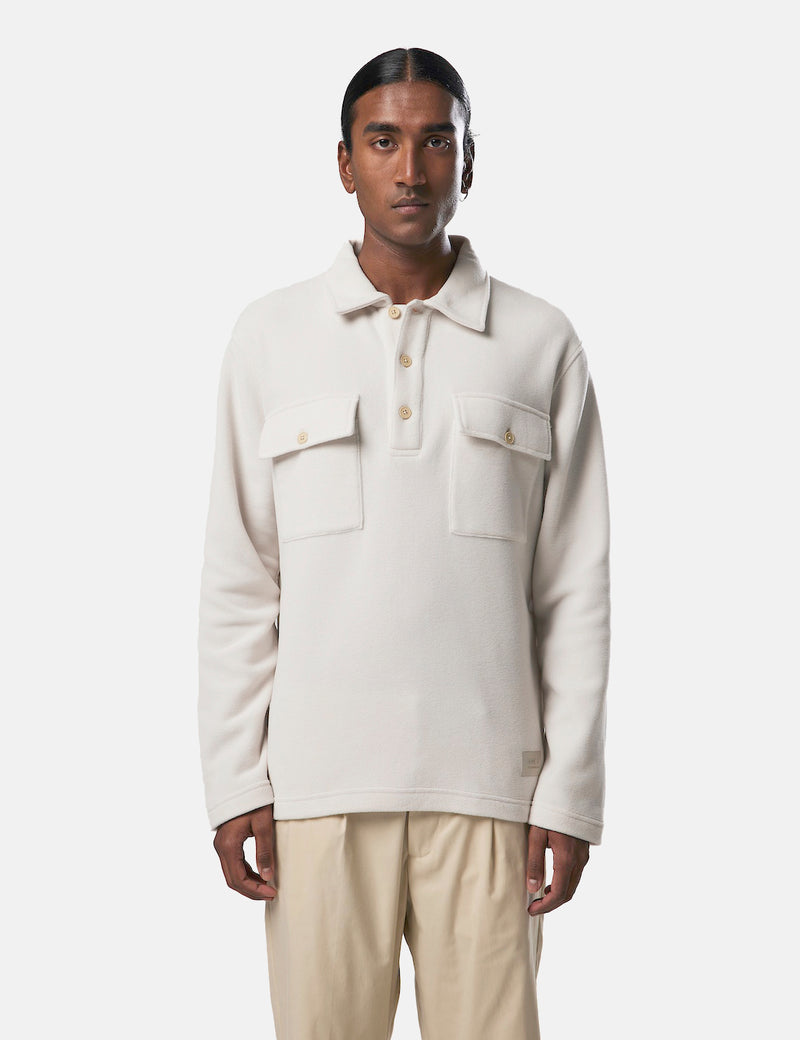 NN07 Vinny Polo Shirt (Recycled Fleece) - Ecru