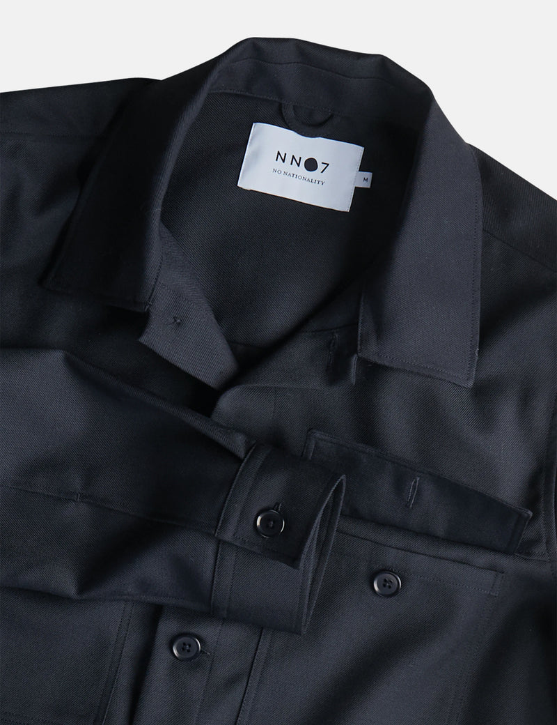 NN07 Wilas Overshirt (Wool Mix) - Navy Blue