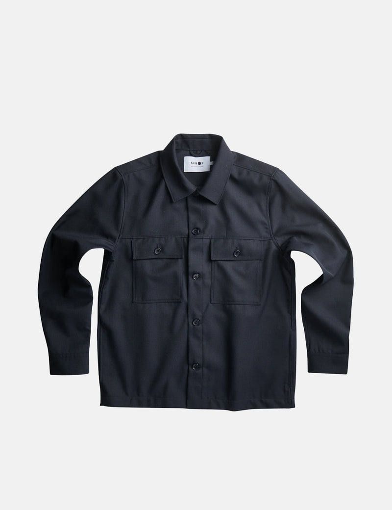 NN07 Wilas Overshirt (Wool Mix) - Navy Blue