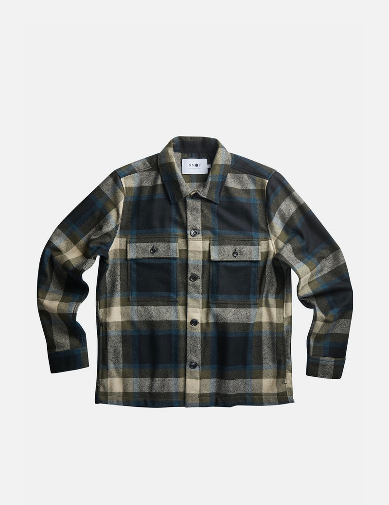 NN07 Wilas Overshirt (Wool) - Camel Brown Check