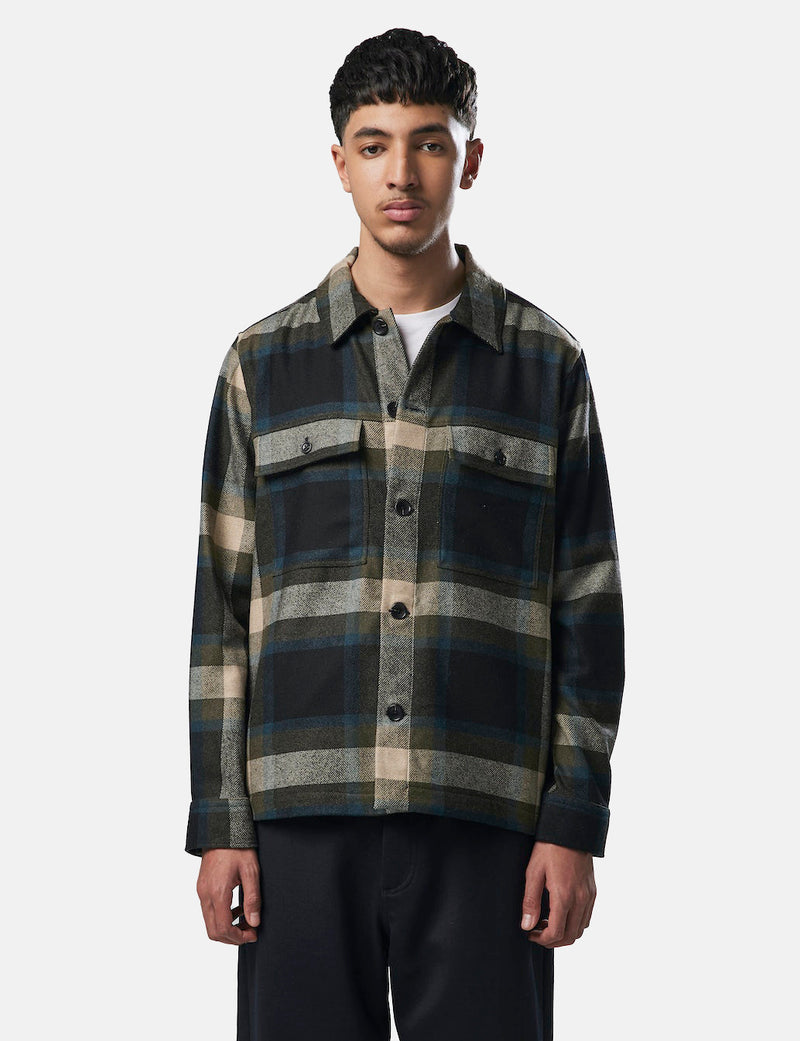 NN07 Wilas Overshirt (Wool) - Camel Brown Check