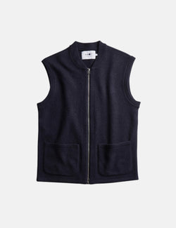 NN07 Boiled Zip Vest (Boiled Wool) - Navy Blue