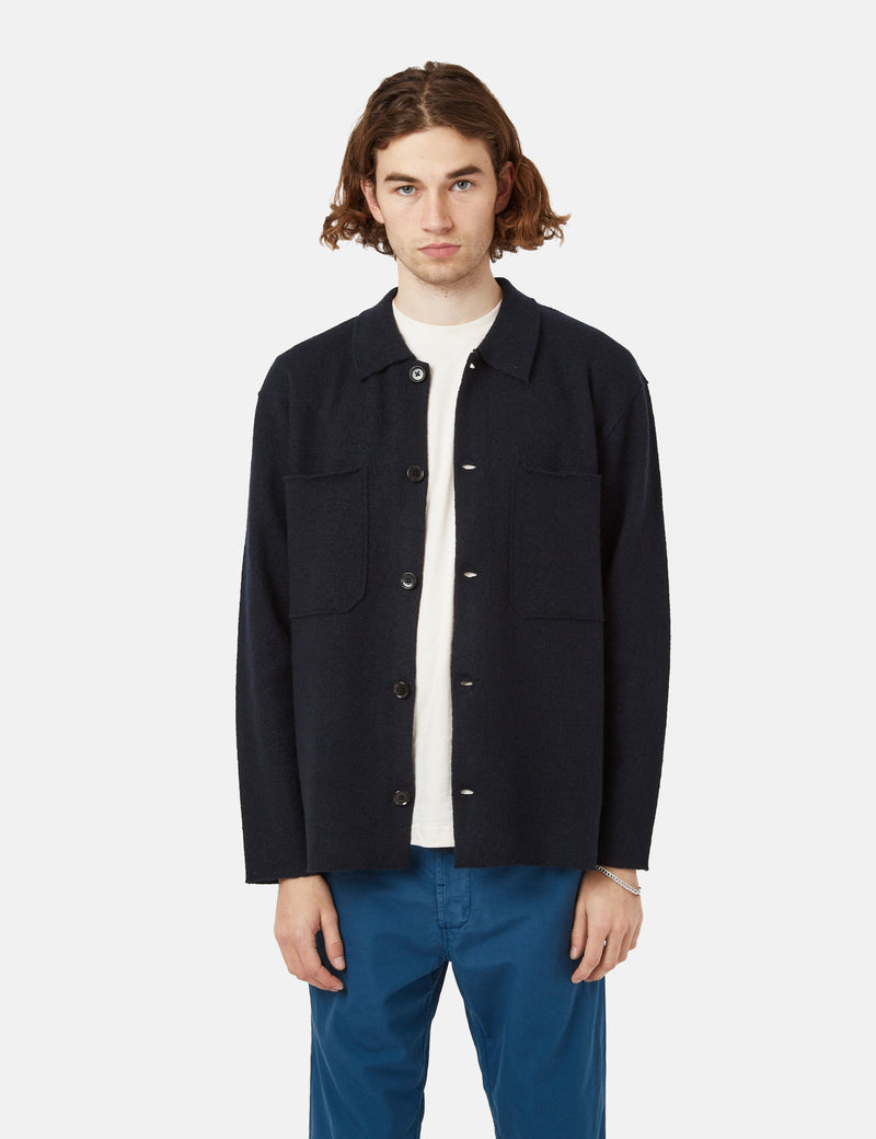 NN07 Jonas Overshirt (Merino Wool) - Navy Blue