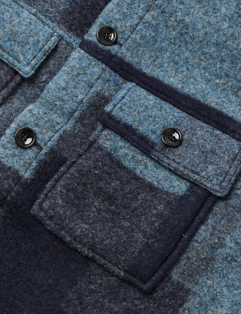 NN07 Wilas Overshirt (Wool) - Blue Check