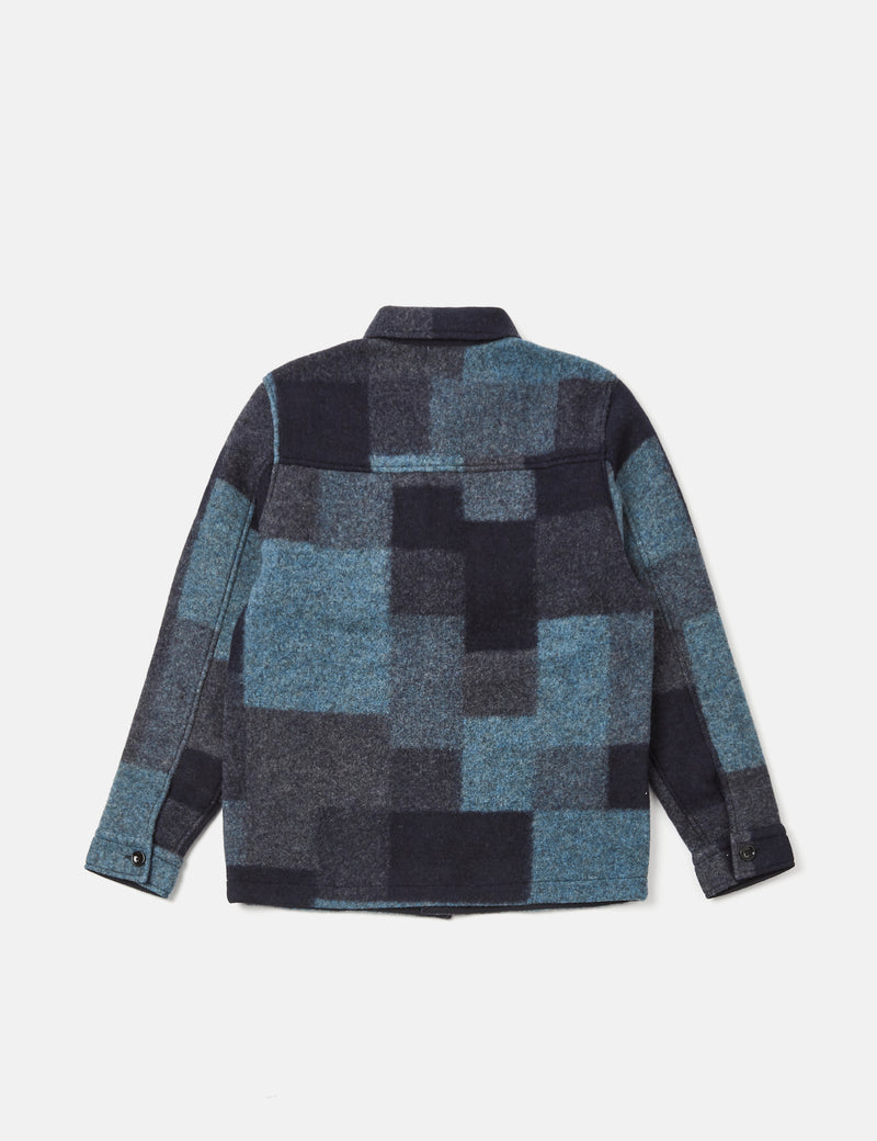 NN07 Wilas Overshirt (Wool) - Blue Check