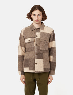 NN07 Wilas Overshirt (Wool) - Khaki Brown Check