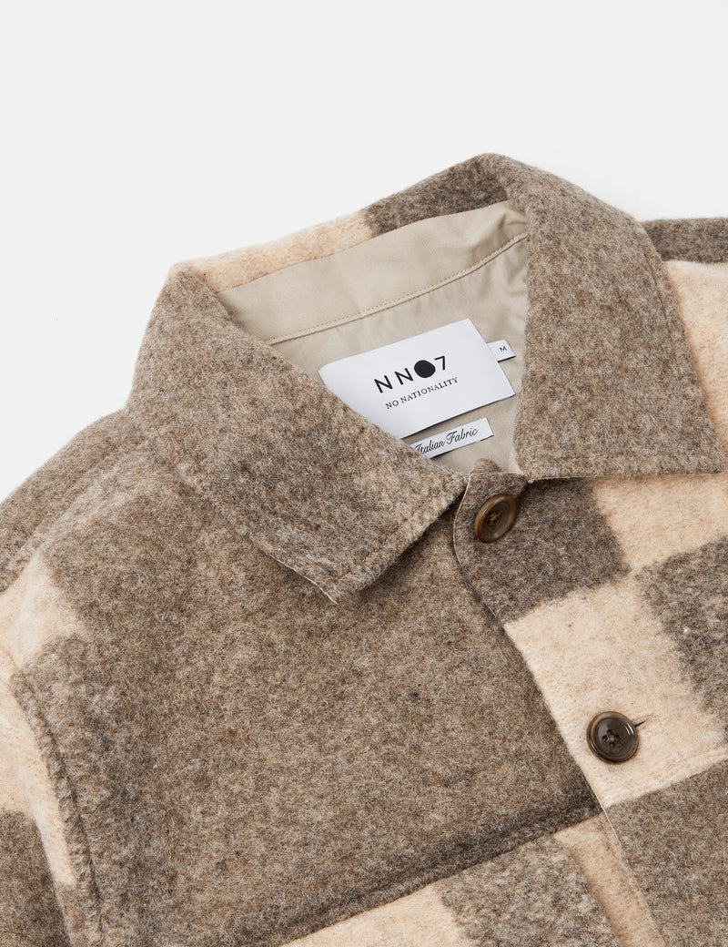NN07 Wilas Overshirt (Wool) - Khaki Brown Check