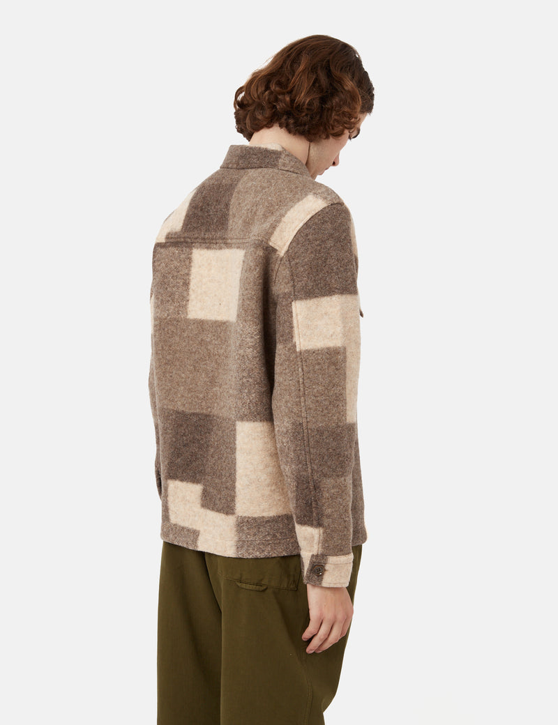 NN07 Wilas Overshirt (Wool) - Khaki Brown Check
