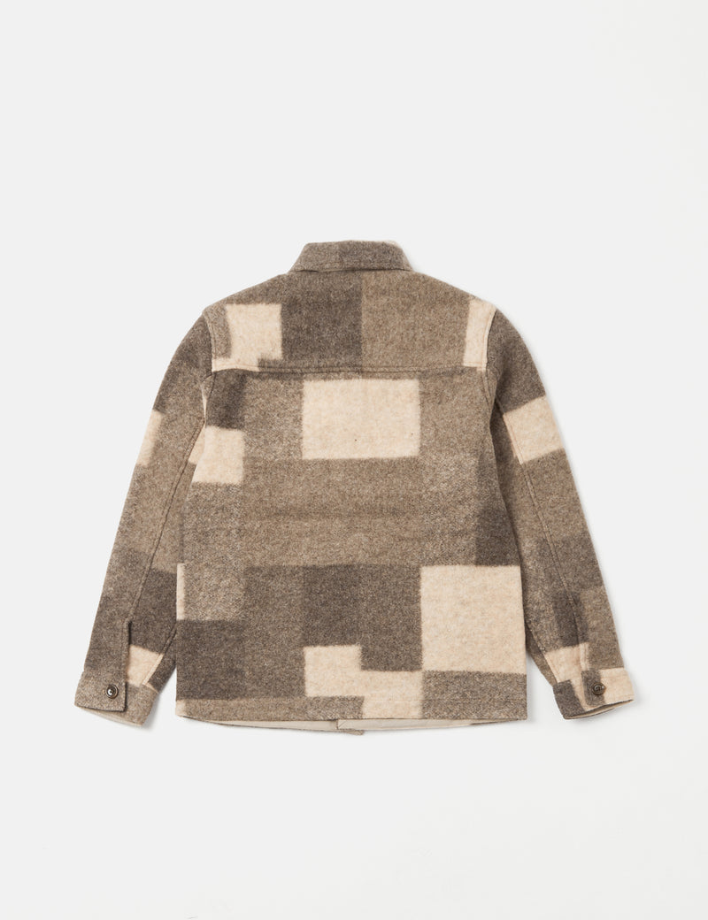 NN07 Wilas Overshirt (Wool) - Khaki Brown Check