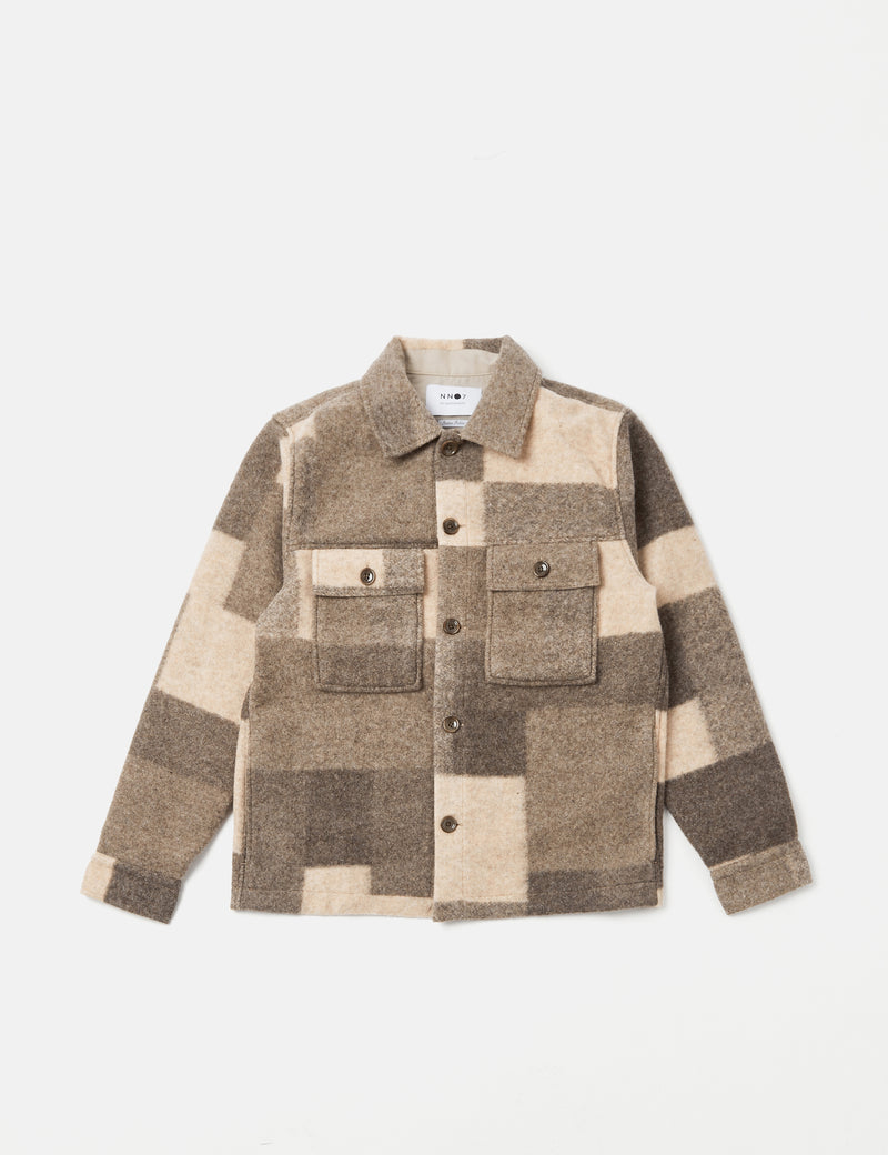NN07 Wilas Overshirt (Wool) - Khaki Brown Check