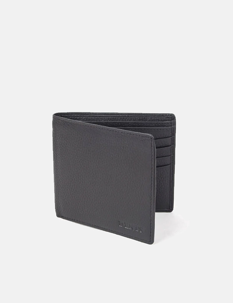 Dents Beauley Leather Slim Billfold Wallet (Kieselkorn) - Schwarz