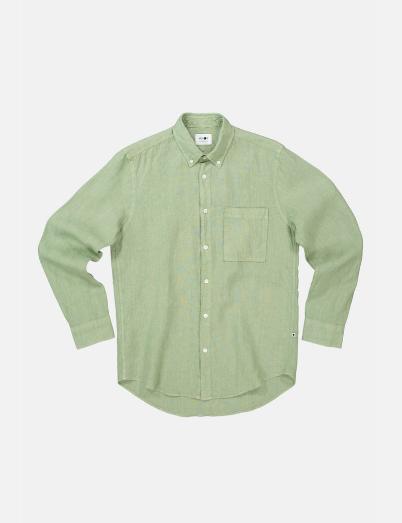 NN07 Arne BD Shirt (Linen) - Pale Green