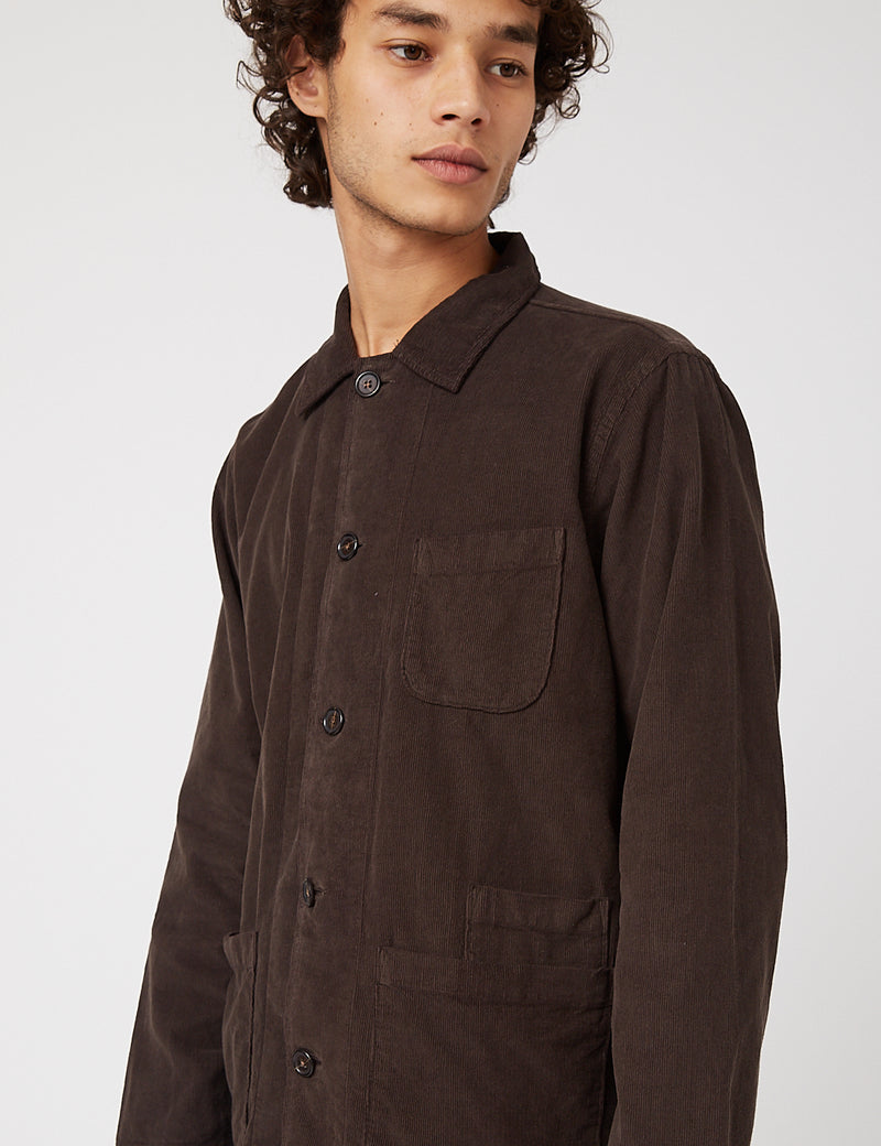 Universal Works Bakers Overshirt (Fine Cord) - Chocolate