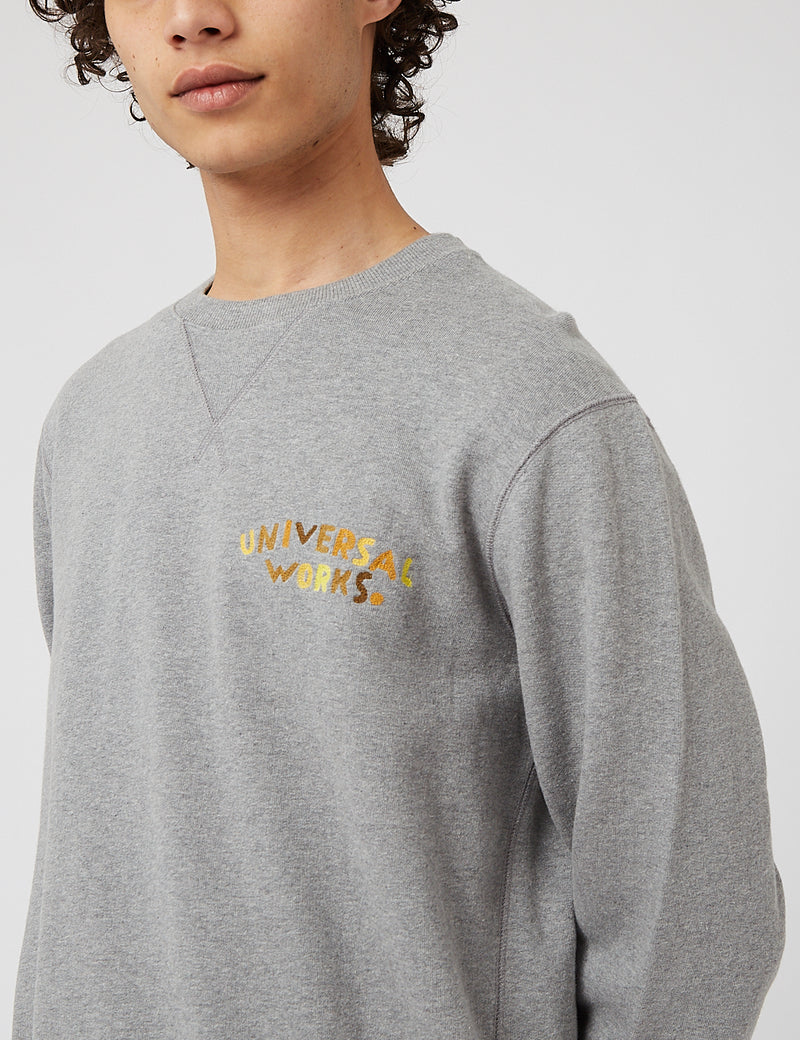 Universal Works Embroidered Sweatshirt (Loopback) - Grey Marl
