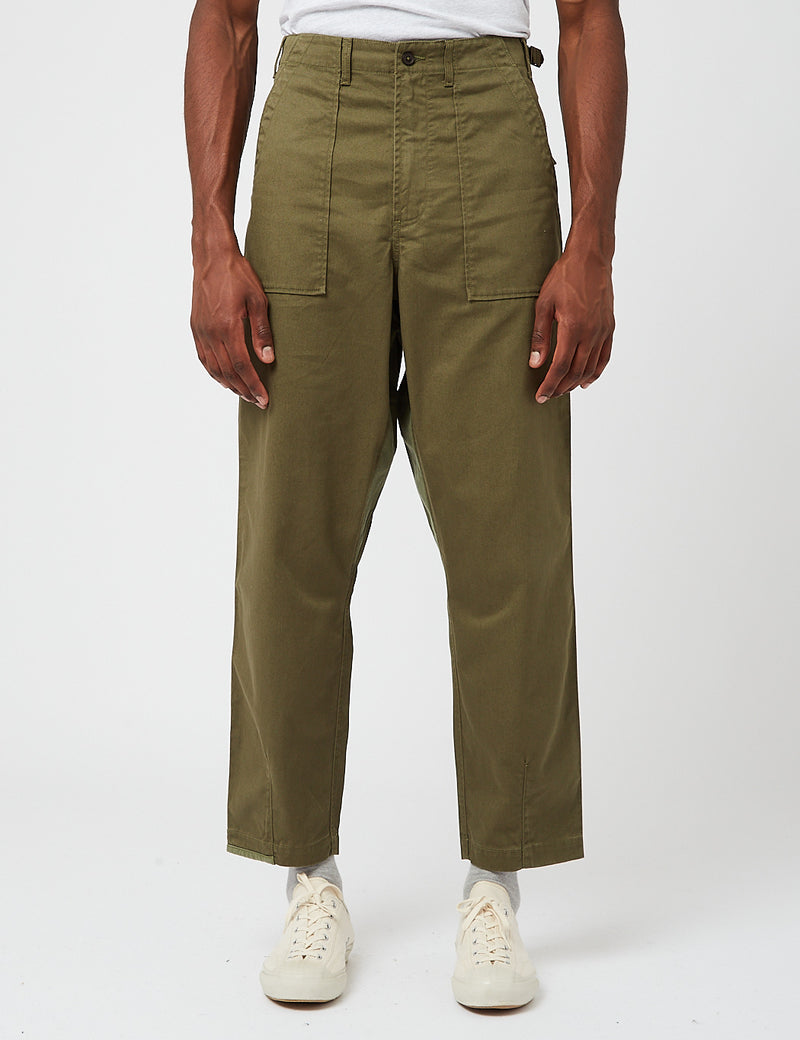 Universal Works Patched Mil Fatigue Twill Pant - Light Olive Green