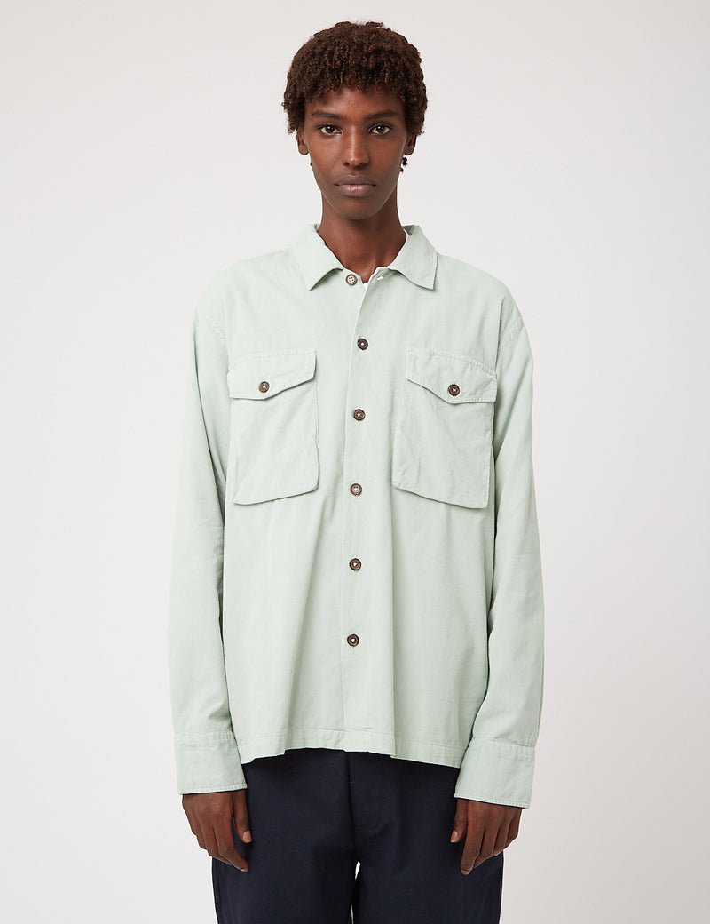 Universal Works Treck Shirt (Fine Corduroy) - Cool Green