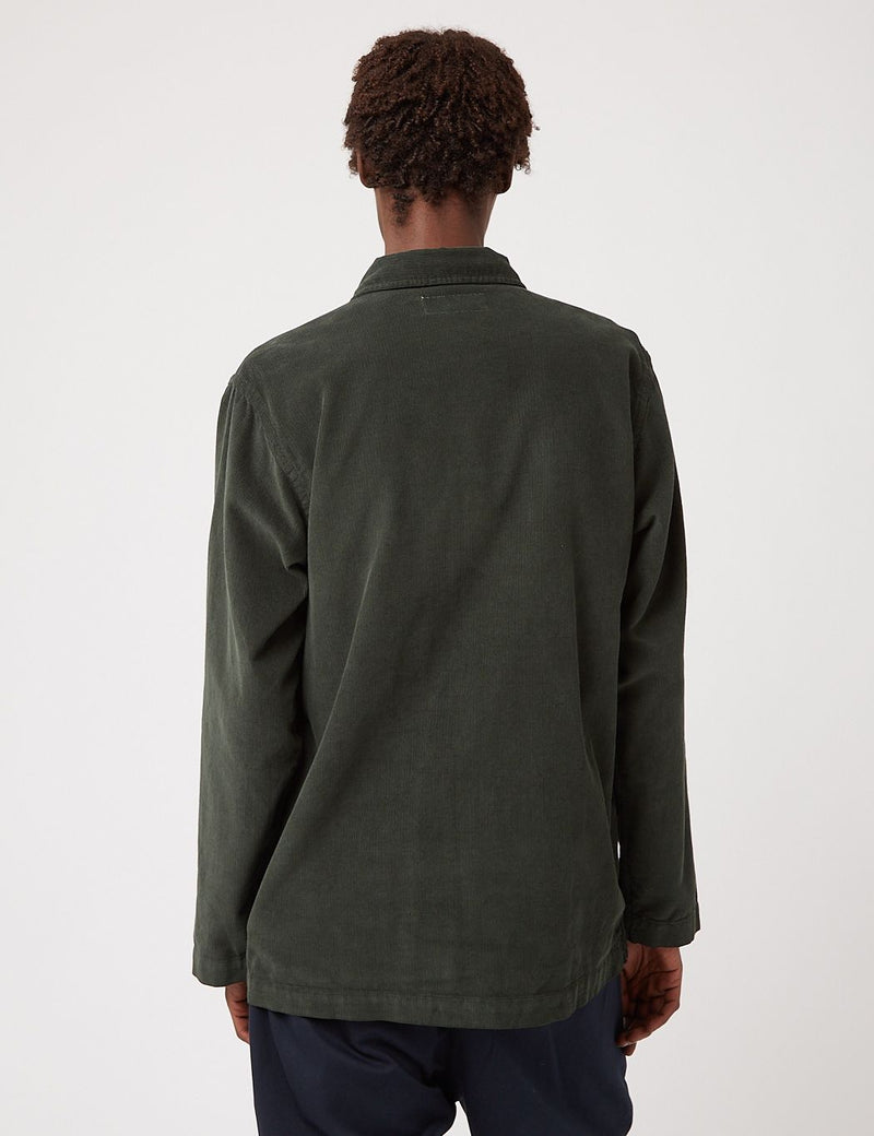 Universal Works Bakers Overshirt (Fine Corduroy) - Forest Green