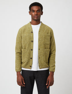 Universal Works Cardigan (Wool Fleece) - Light Olive Green