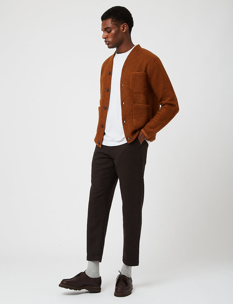 Universal Works Cardigan (Wool Fleece) - Rust Brown