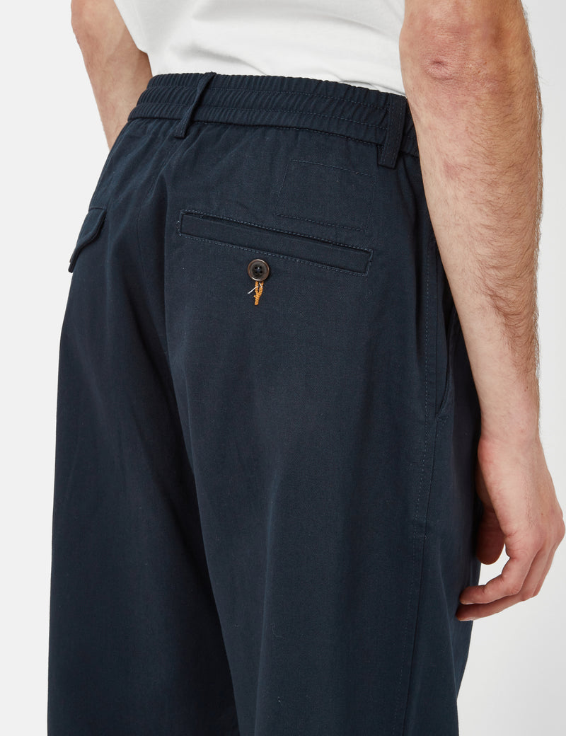 Universal Works Pleated Track Pant (Relaxed) - Navy Blue