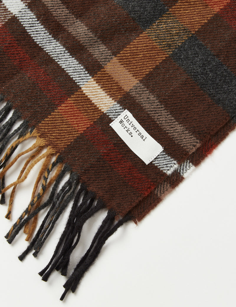 Universal Works Check Scarf - Brown Check