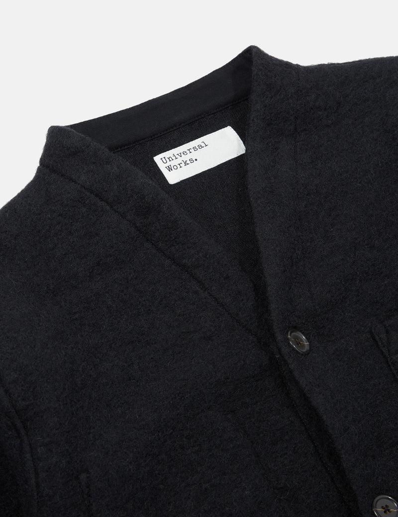 Universal Works Cardigan (Wool Fleece) - Black
