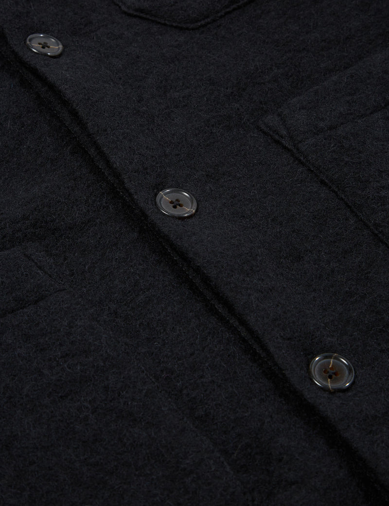 Universal Works Cardigan (Wool Fleece) - Black
