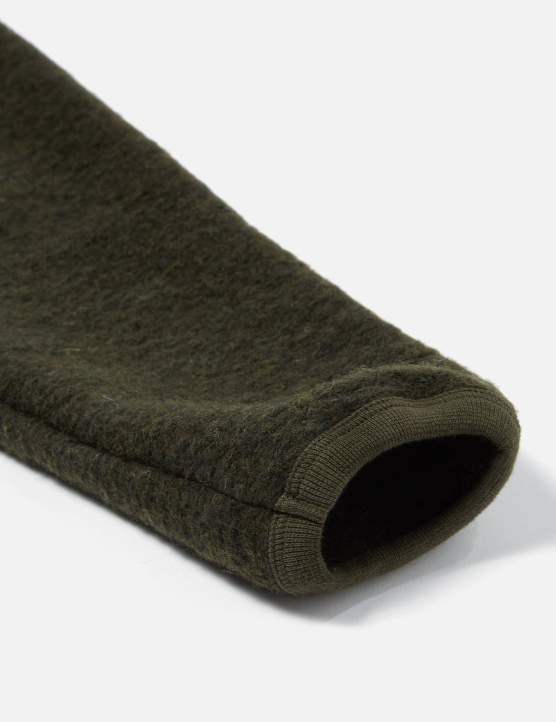 Universal Works Cardigan (Wool Fleece) - Olive Green