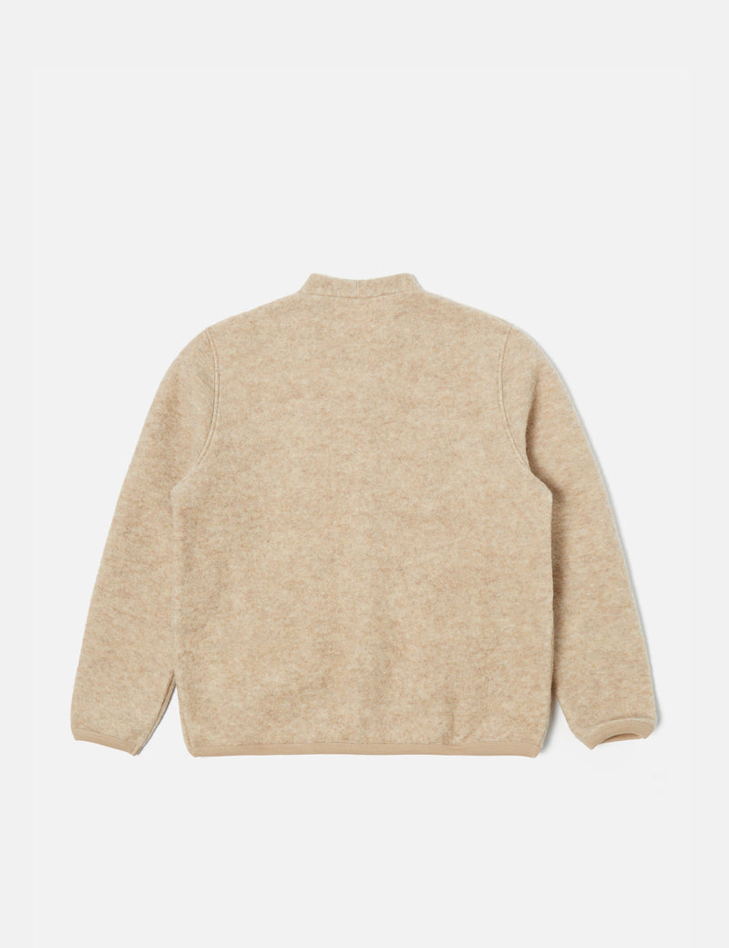 Universal Works Cardigan (Wool Fleece) - Stone Grey