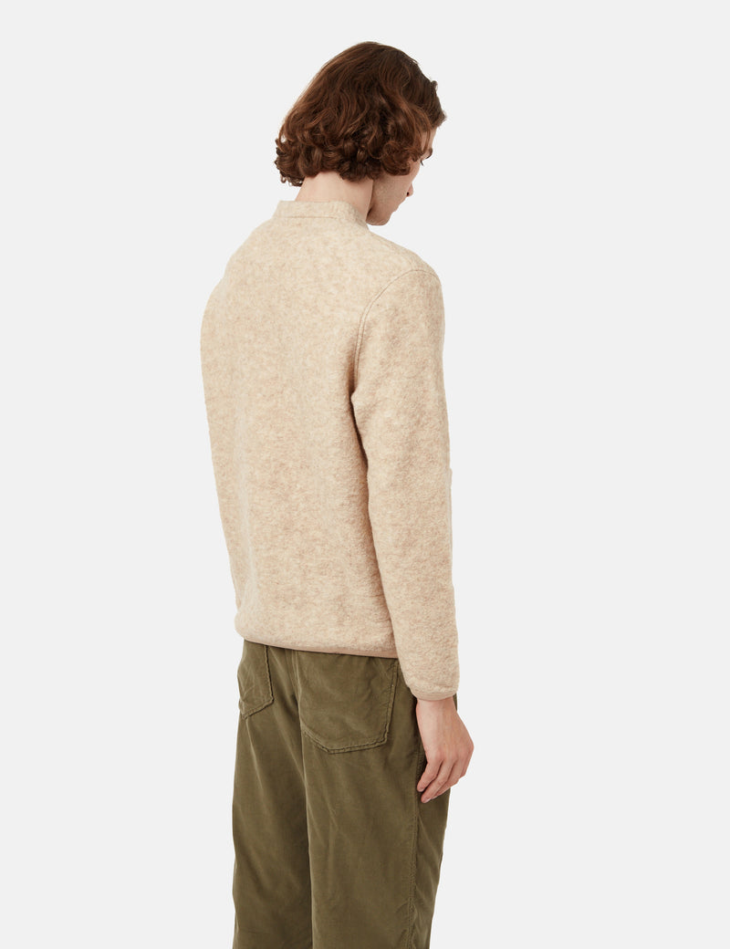 Universal Works Cardigan (Wool Fleece) - Stone Grey