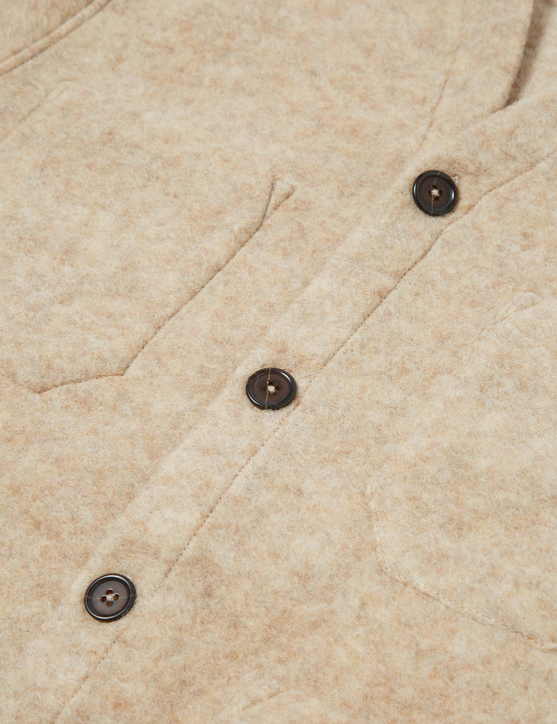 Universal Works Cardigan (Wool Fleece) - Stone Grey