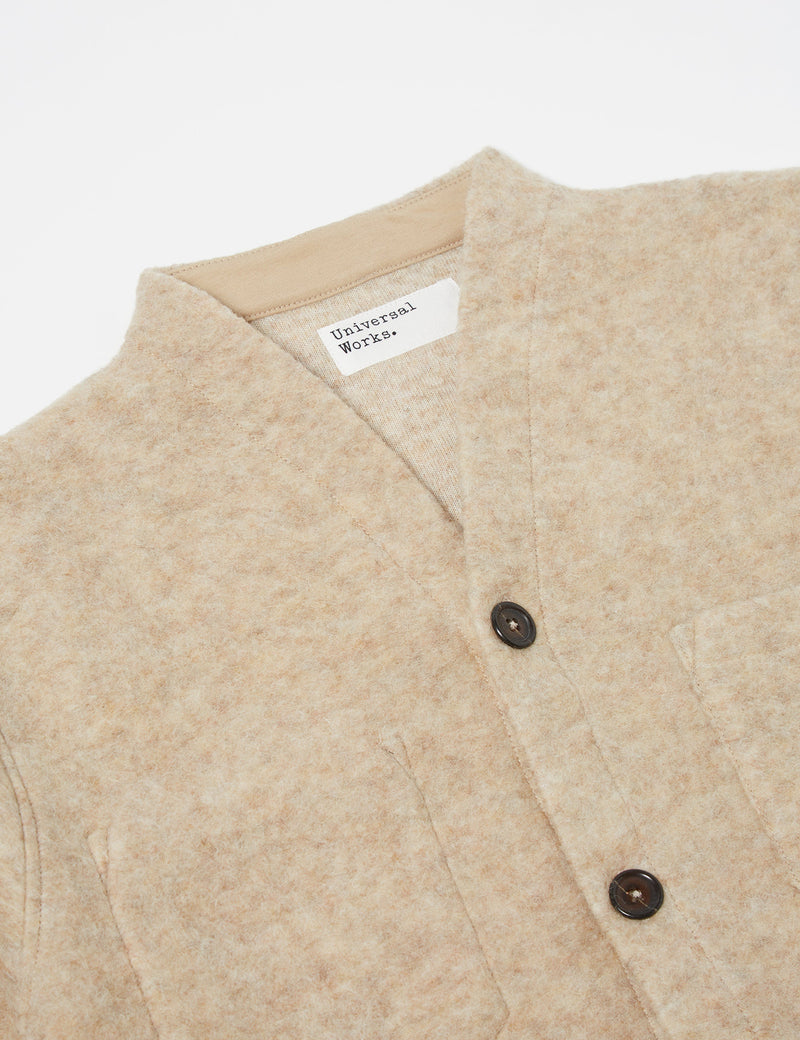 Universal Works Cardigan (Wool Fleece) - Stone Grey