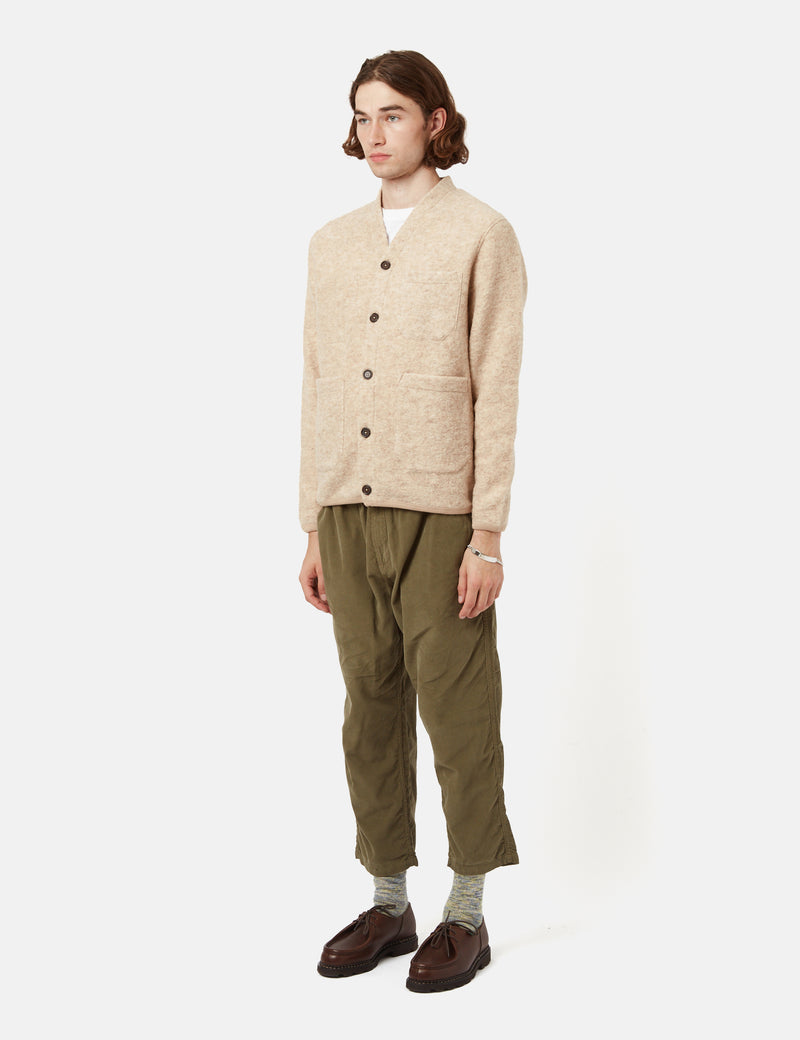 Universal Works Cardigan (Wool Fleece) - Stone Grey