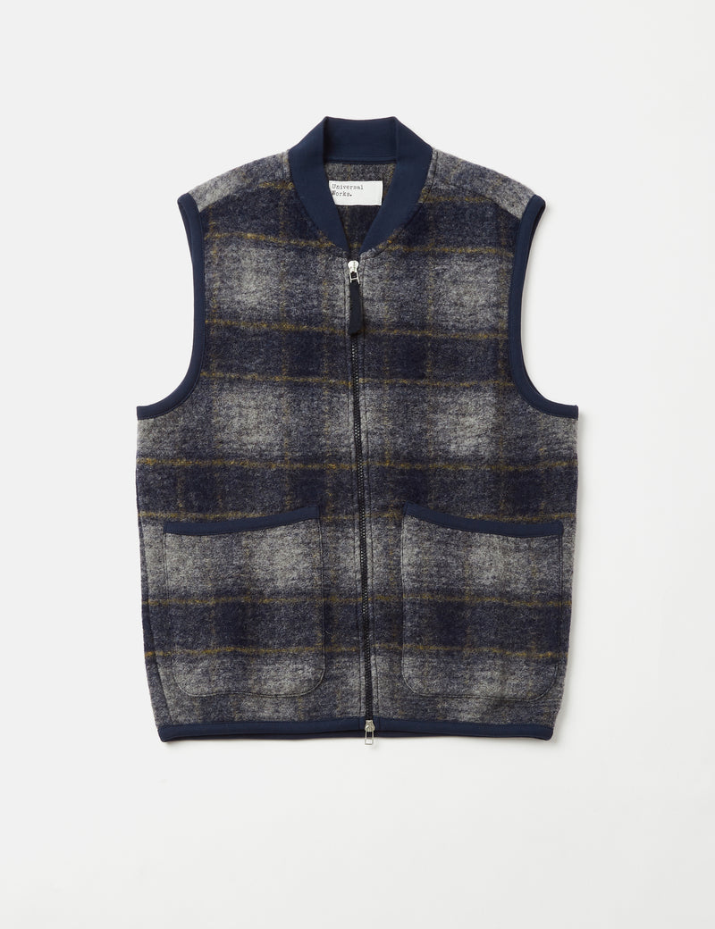 Universal Works Zip Waistcoat - Navy Blue