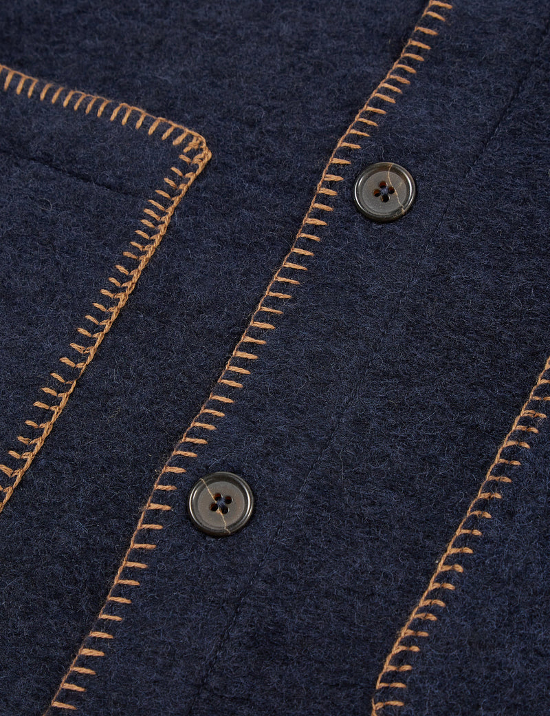 Universal Works Blanket Cardigan - Marineblau