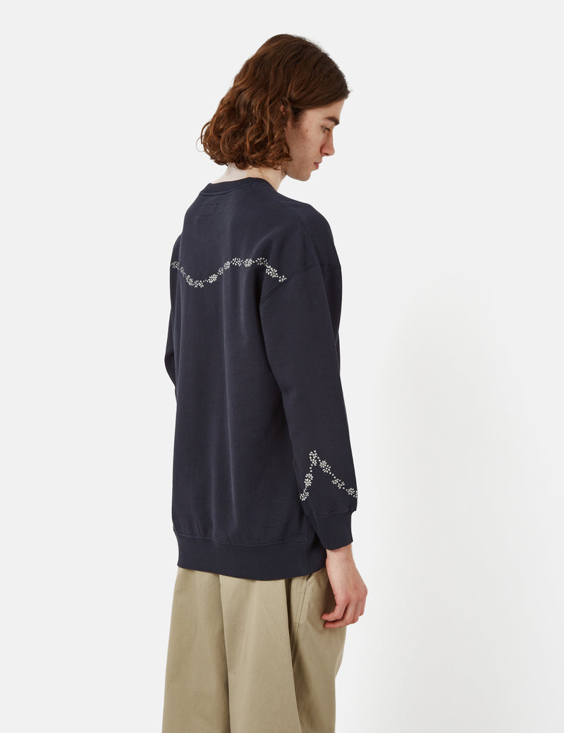 Universal Works x Flower Mountain Oversized Sweatshirt - Navy Blue