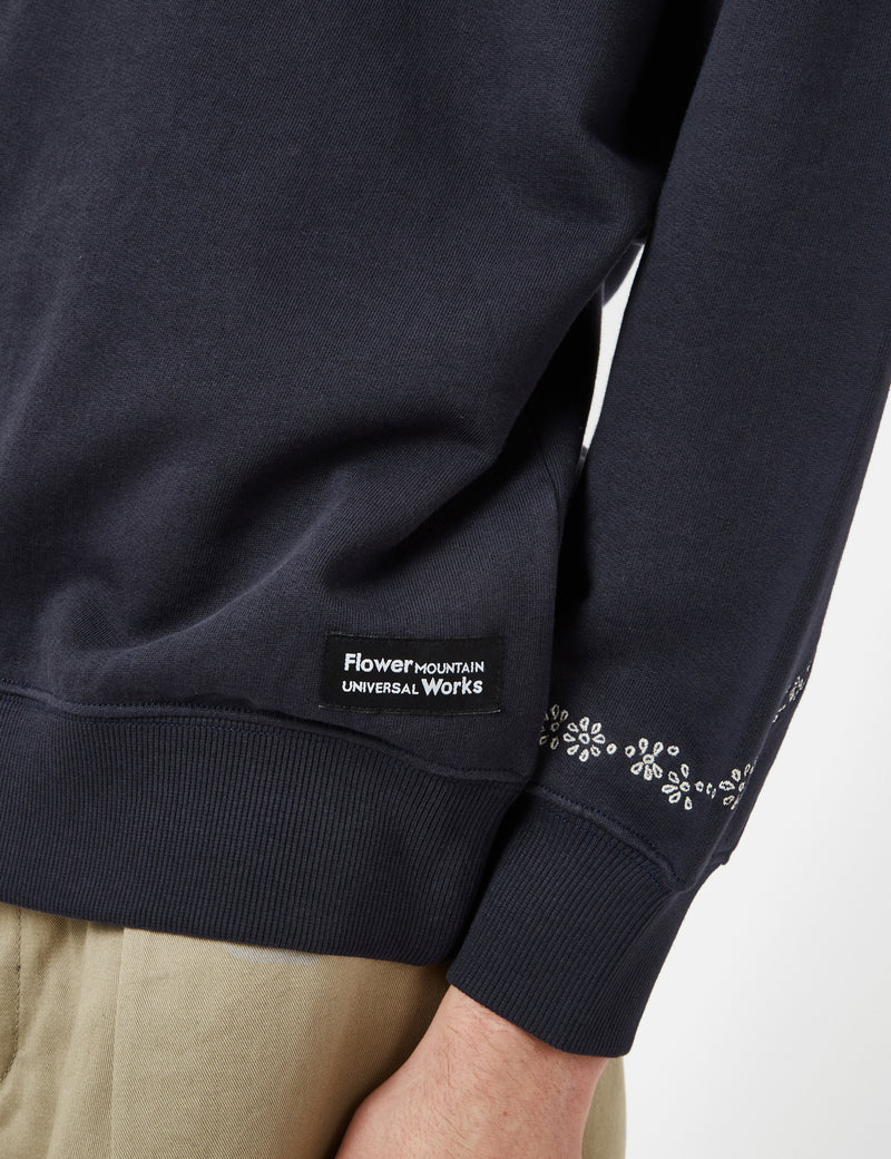 Universal Works x Flower Mountain Oversized Sweatshirt - Navy Blue