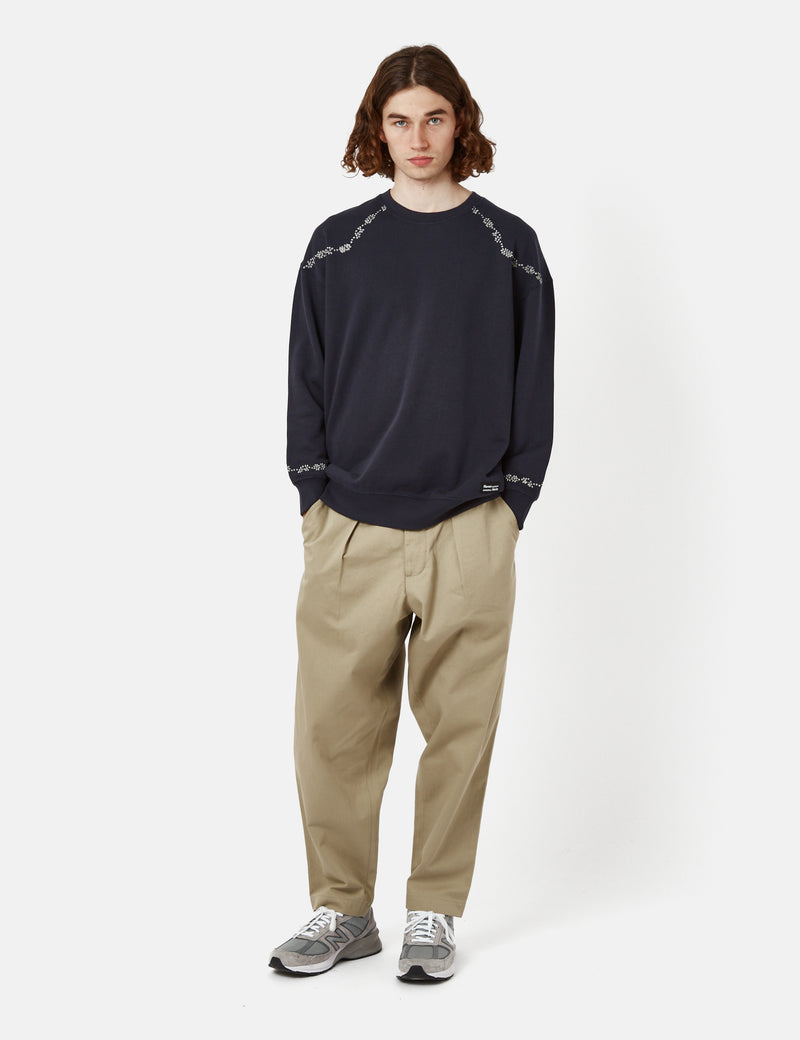 Universal Works x Flower Mountain Sweat-shirt Oversized - Bleu Marine