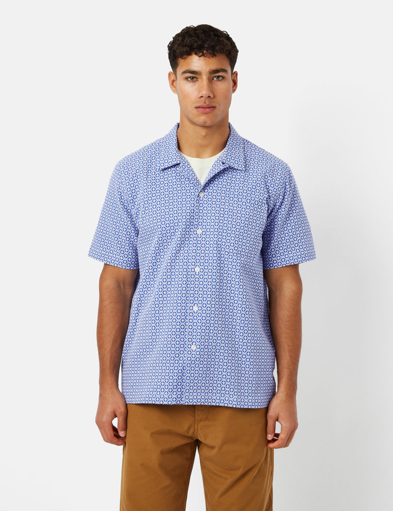 Universal Works Road Shirt (Summer Check) - Blue
