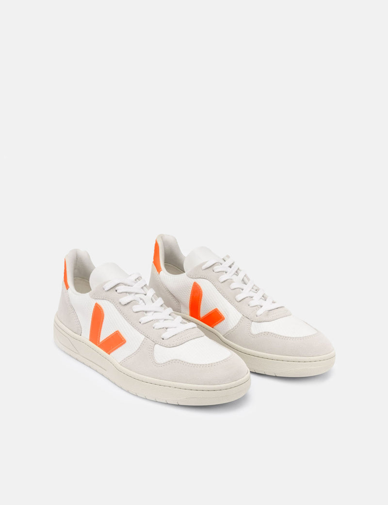 Veja V-10 B-Mesh Trainers - White/Natural/Orange Fluo