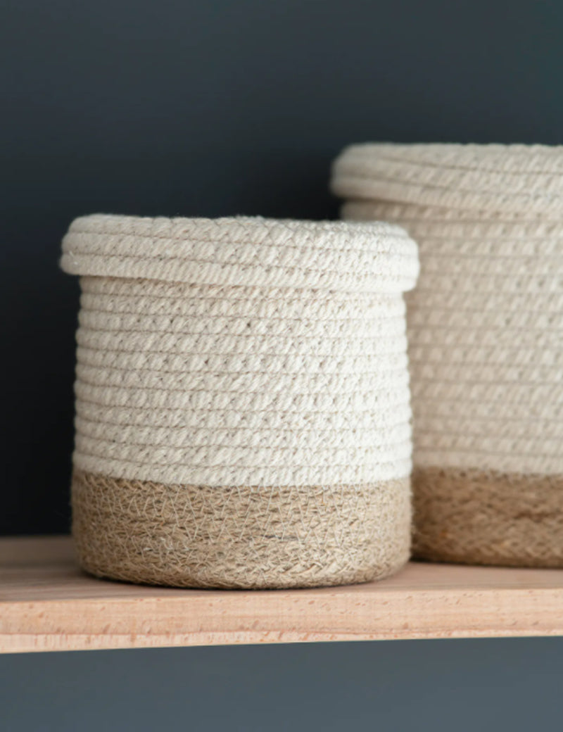 Garden Trading Beckley Storage Baskets (Set of 2) - White & Natural