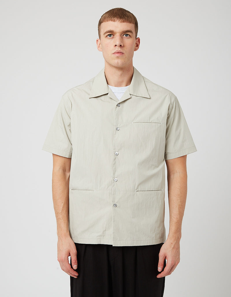 Uniform Bridge 3 Pocket Open Collar Shirt - Cream Grey