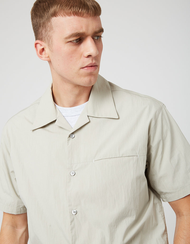 Uniform Bridge 3 Pocket Open Collar Shirt - Cream Grey