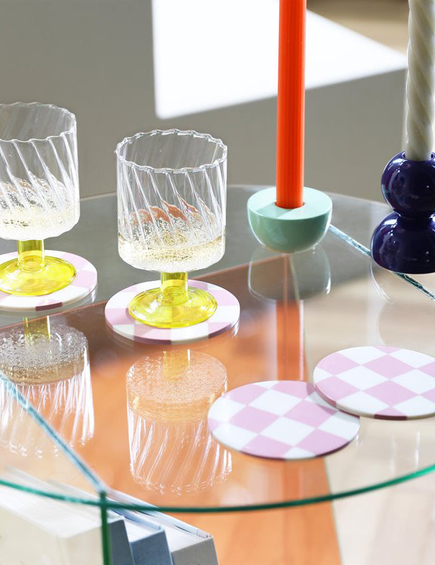 & Klevering Check Coasters (Set Of 4) - Pink