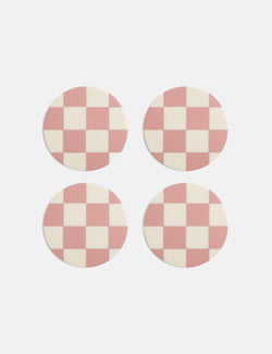 & Klevering Check Coasters (Set Of 4) - Pink