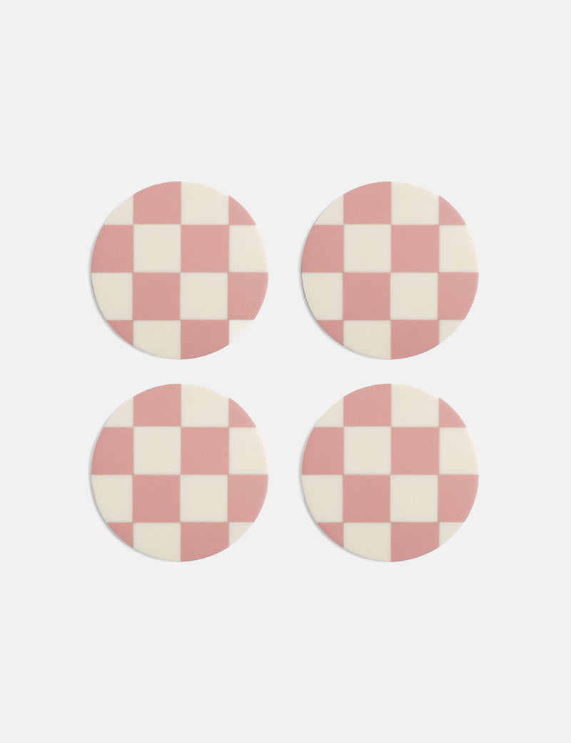 & Klevering Check Coasters (Set Of 4) - Pink