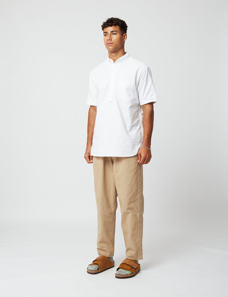 Beams Plus B.D Short Sleeve Pullover Oxford Shirt White I Article