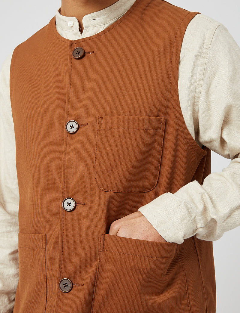 Beams Plus Work Vest (Pique) - Brown
